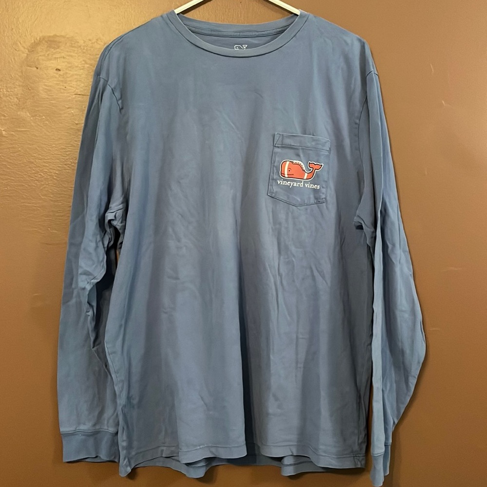 Vineyard Vines Blue Long Sleeve Football Whale Shirt